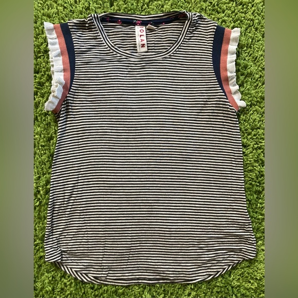 Anthropology Dolan Left Coast Camrose stripped tee with knit flutter sleeves - Picture 3 of 4